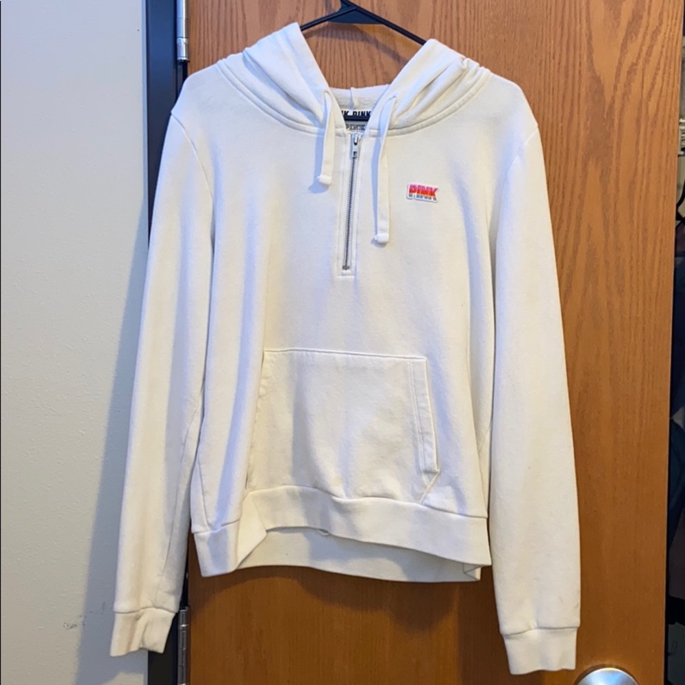 Victoria secret white/rainbow half zip up hoodie